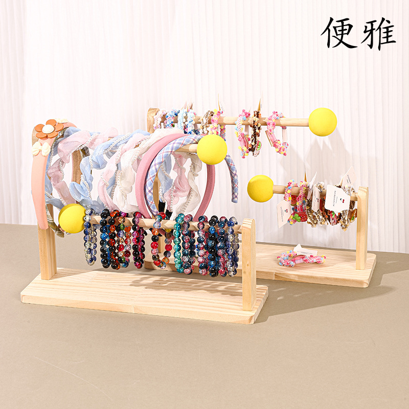 Spot soporte de joyería de madera maciza cuerda de cabeza soporte de almacenamiento de flor de cabeza diadema joyería soporte de exhibición pulsera pulsera pulsera soporte de pulsera