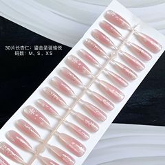 手工穿戴甲秋冬新品長杏仁鎏金聖誕愉悅款高級百搭顯白成品甲片