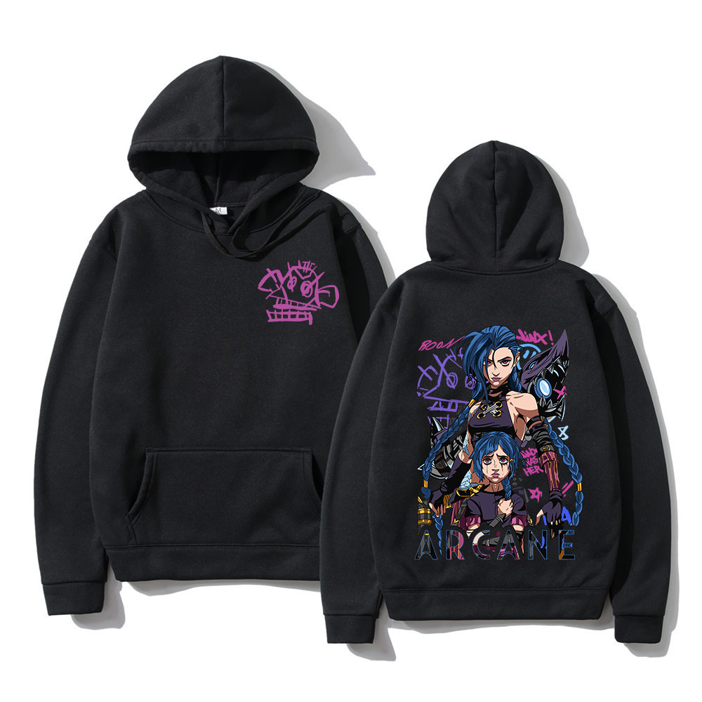 Arcane Jinx Hoodie Fashion Men Harajuku Anime Rabbit Monkey