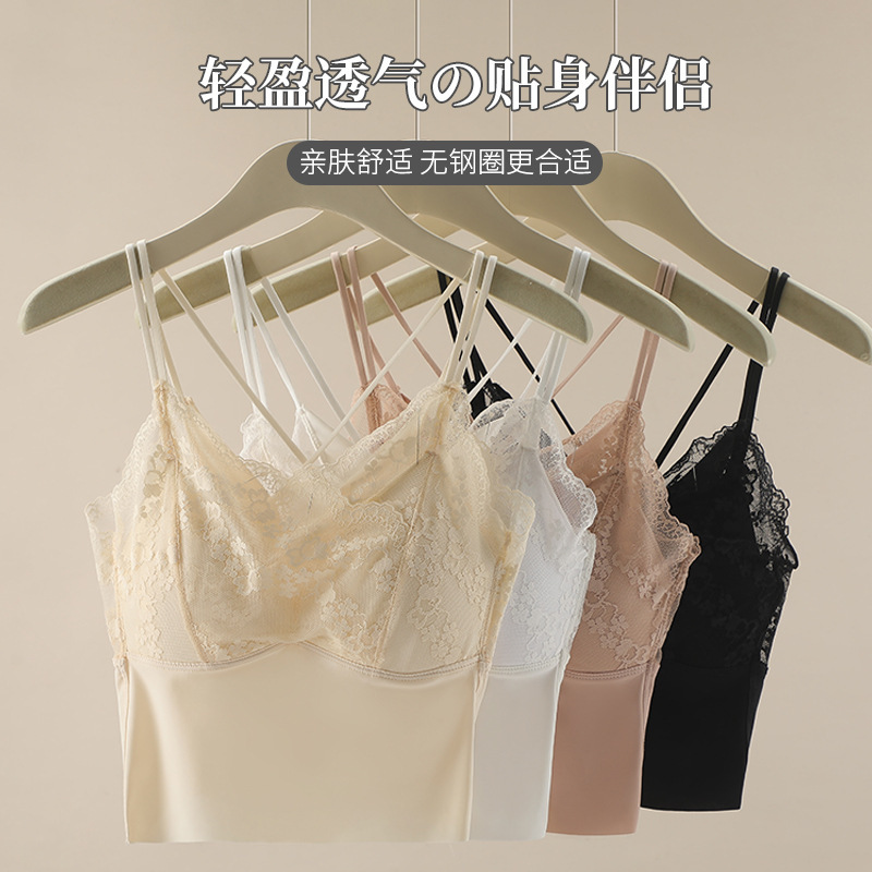 新型フランス式レース美背ストラップベスト女性の外着には、胸にストラップがついています。|undefined
