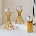 家居装饰品轻奢水晶球工艺品摆件金属铁艺欧式办公室书柜摆台创意