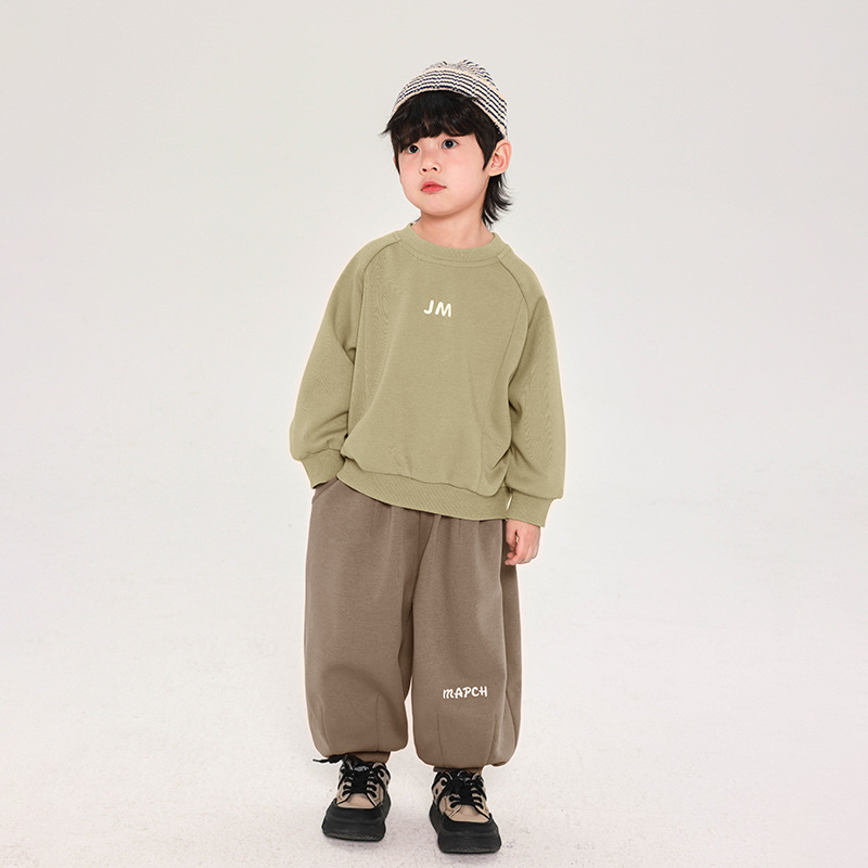 Children's Sweatshirt Autumn Outfit Korean Style Hooded Top for Young Boys Small Kids Baby Spring and Autumn Round Neck Long Sleeve Top