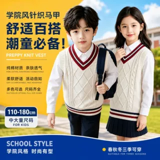 定制童装马甲夏季新款儿童毛衣男童针织背心女童宝宝礼服纯棉外套