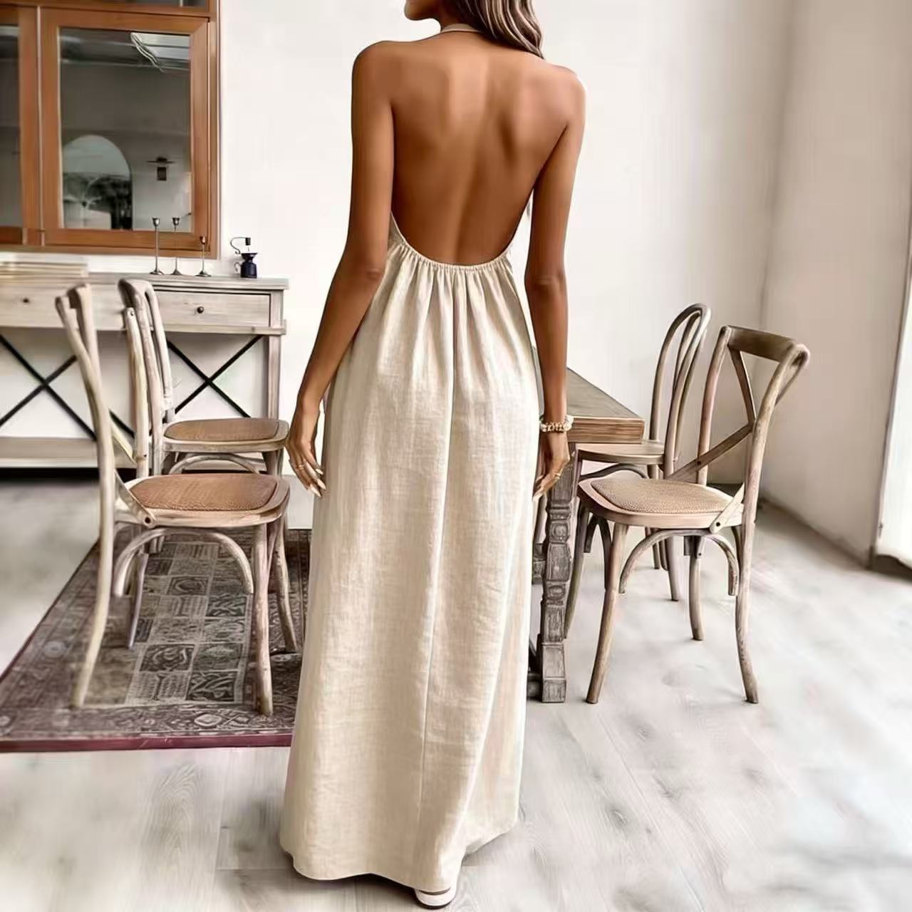 Vacation Style Relaxed Chic Halter Dress Garments Apparel / Clothing O1CN015us9zZ21J6vsNd6ws !!2222054416963 0 Cib
