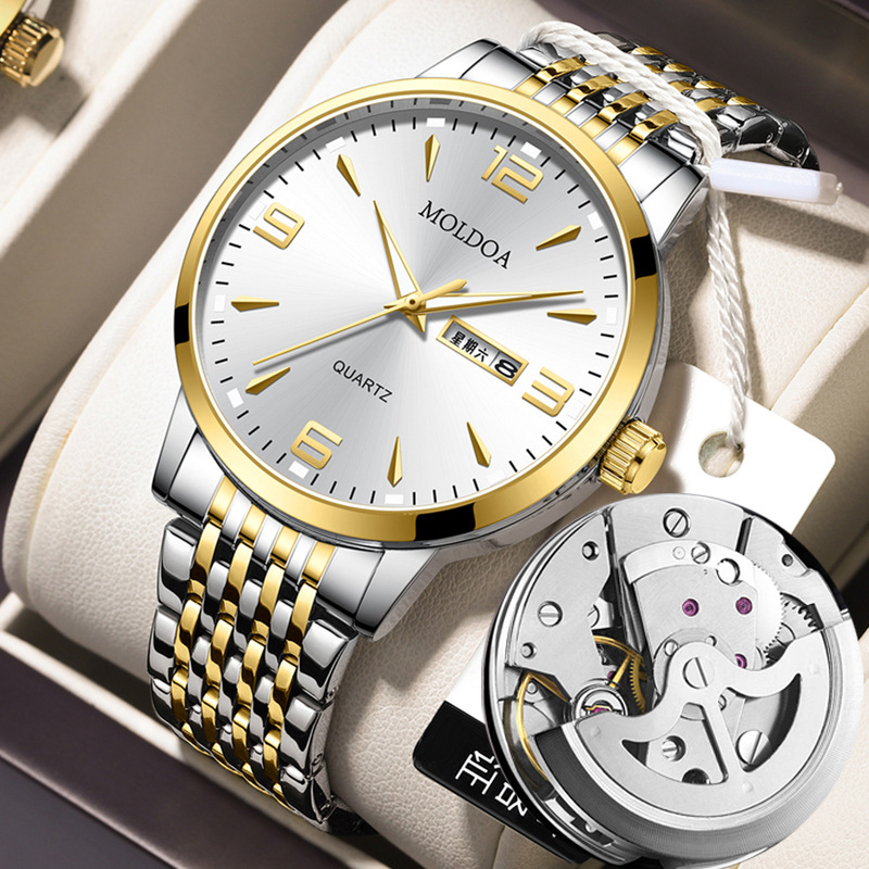 全自动假机械镂空机芯手表男士夜光日历商务防水抖音快手一件代发