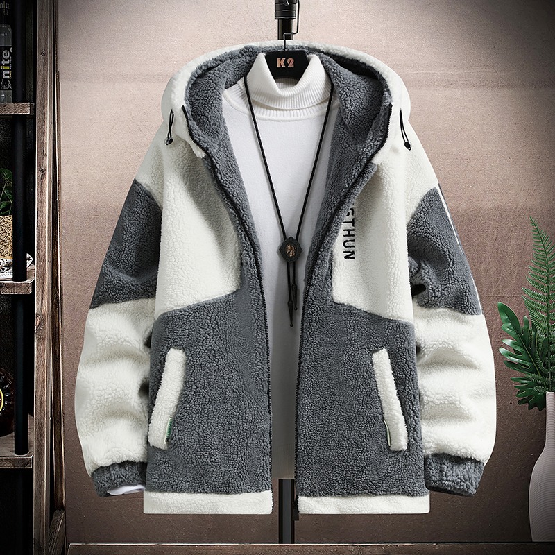 Lamb Wool Jacket Men's Jacket Loose Winter Coat Men's Trend Cotton Clothes Men's Teenagers With Cotton And Thicker_voghion.com