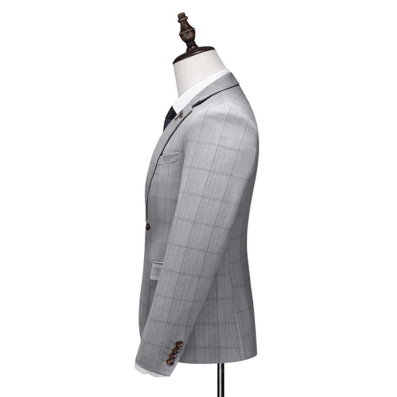 2026 otoño nuevo negocio casual cuadrado un traje de botón coreano delgado de tres piezas vestido de boda novio
