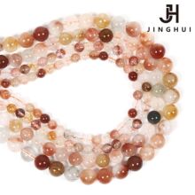 晶惠 天然红兔毛6m-10m圆形DIY饰品配件串珠手链散珠半成品饰品