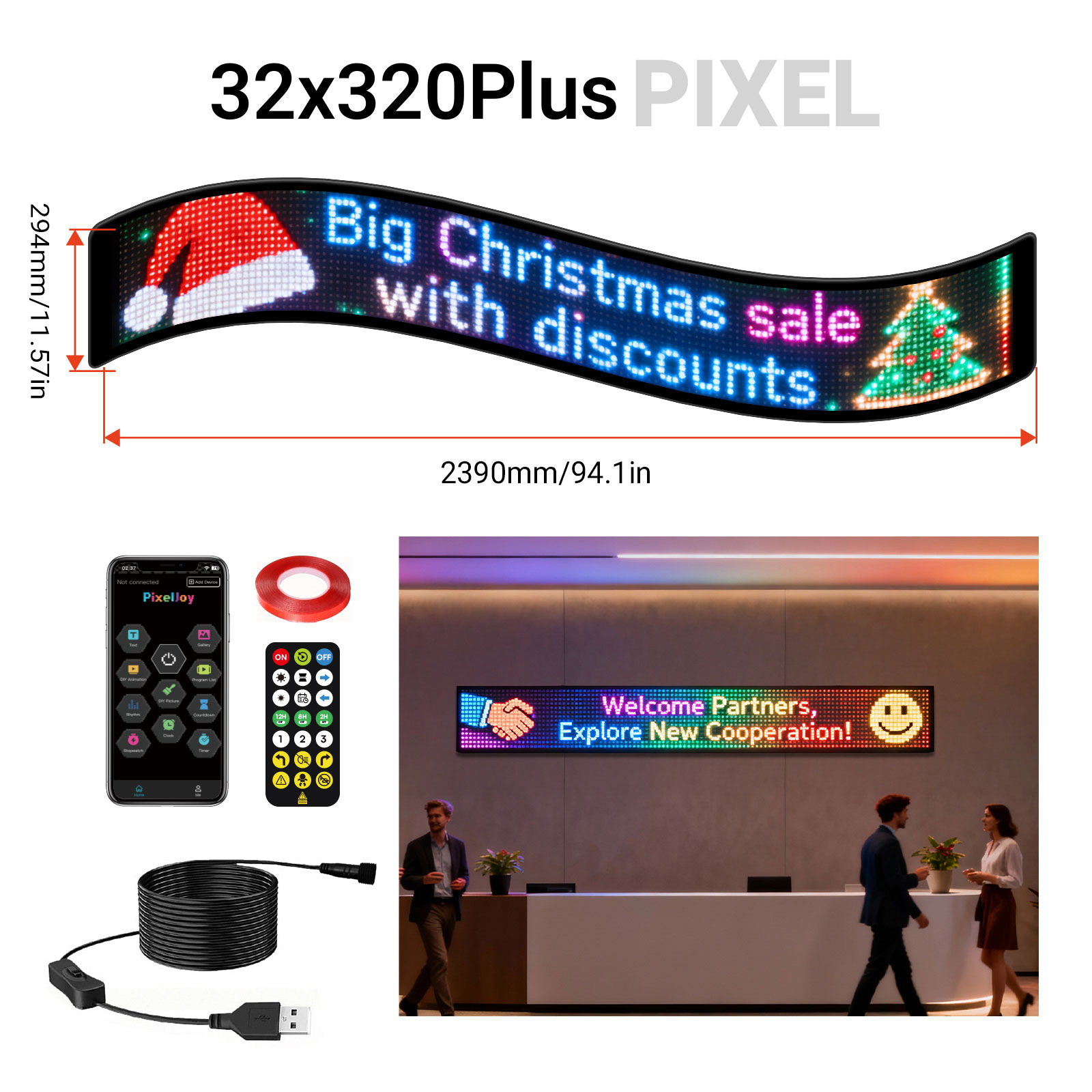 32 * 320 píxeles Plus (tamaño 294 * 2390mm)