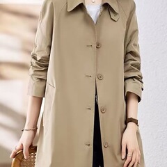休闲风衣外套女中长款2025春秋新款时尚个性气质大衣潮雪尼尔氨纶