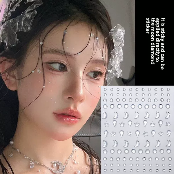 Moon Love Rhinestone Sticker Tears Drill Water Drops Self-adhesive Makeup Eye Face Flash Children's Performance Makeup Diamond Sticker