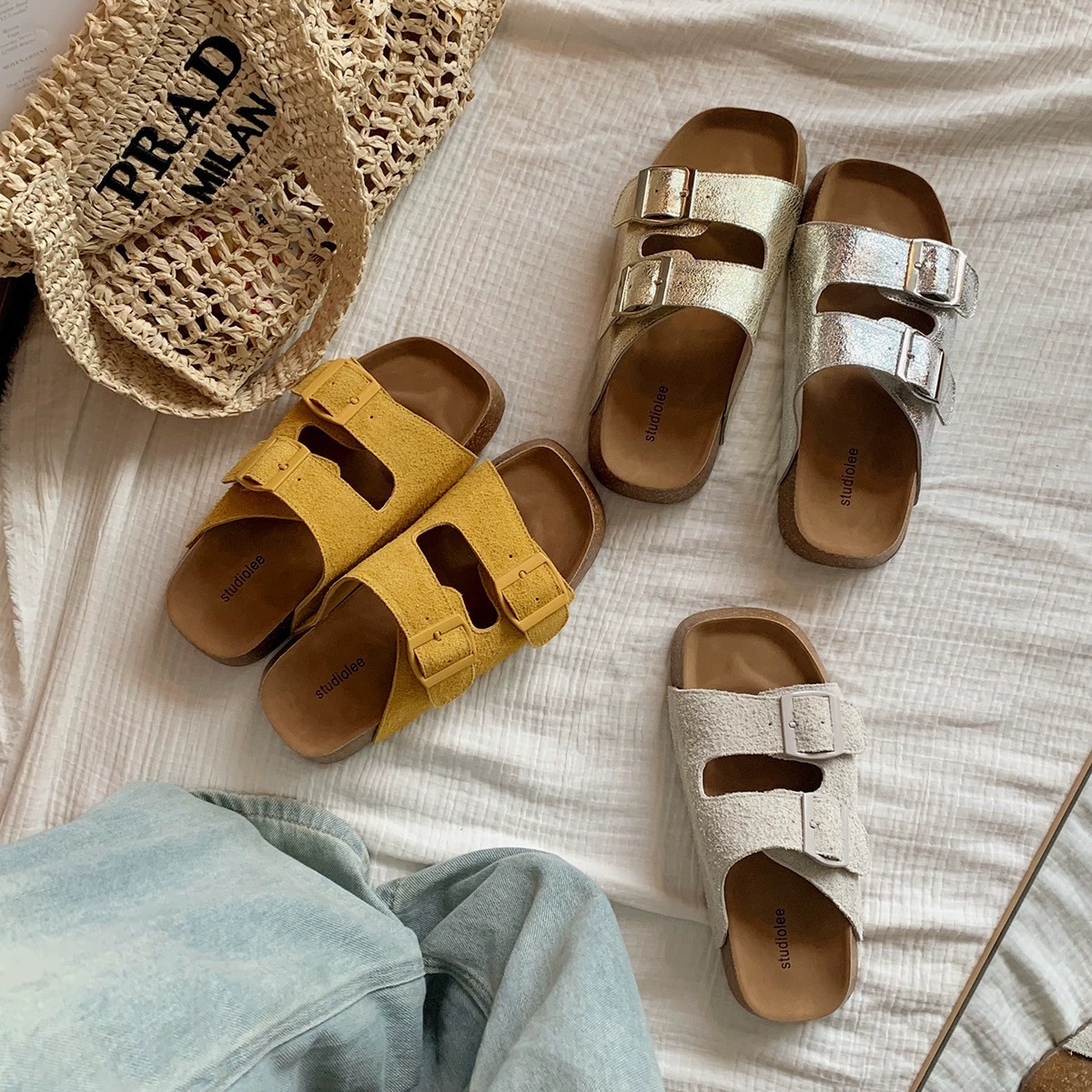 Виноградная мама та же ленивый педаль кожаные ботинки Bucken двубортный пляж