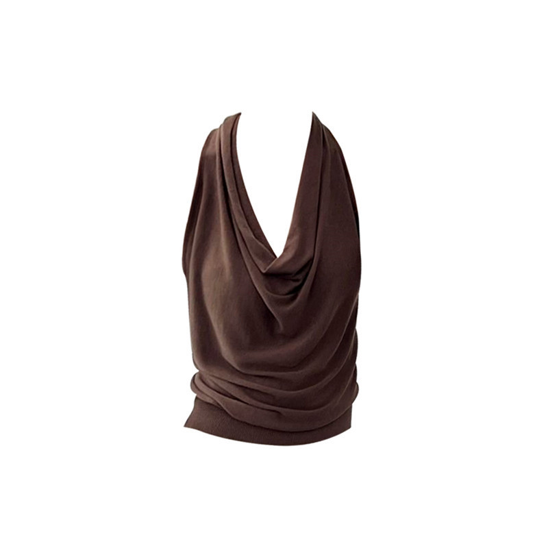 Plus-Size French-Style Spicy Girl Twisted Halter Neck Tank Top for Women, Summer Outerwear, Elegant Backless Sleeveless Top