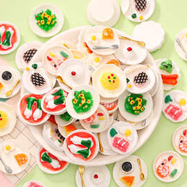 白色菜盘西餐盘子 diy迷你小厨房儿童过家家食玩饰品配件手工材料