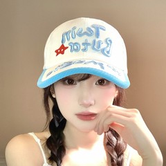 韩版可爱立体字母刺绣灯芯绒棒球帽子女2025新款百搭显脸小鸭舌帽