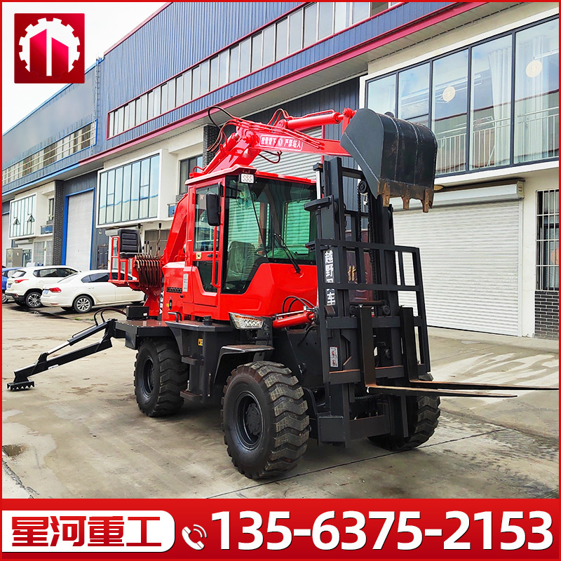 四驱装载机改挖臂 铲车加装挖掘机厂家 反铲式两头忙型号