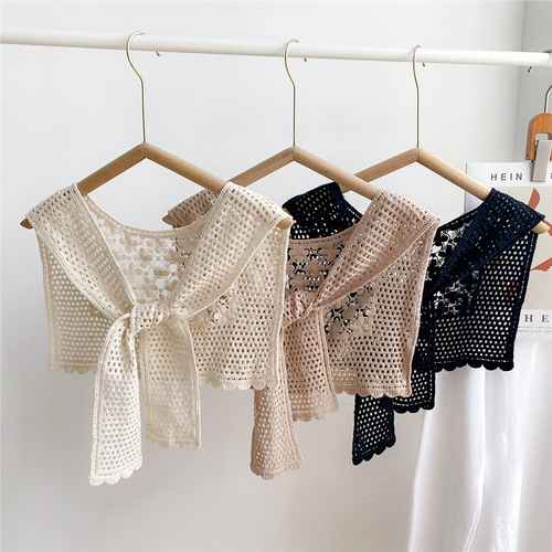 New knitted hollow crochet lace outer shawl summer fake collar versatile shoulder collar lace spring and autumn