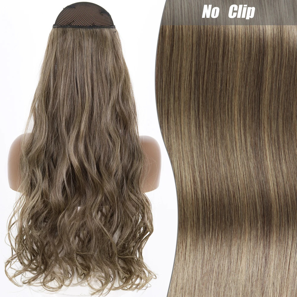 Una pieza de pelucca europea y americana ajusta el cabello rizado largo de las mujeres ondas grandes extensiones de fibra química de cabello de línea de pescado clip cabello