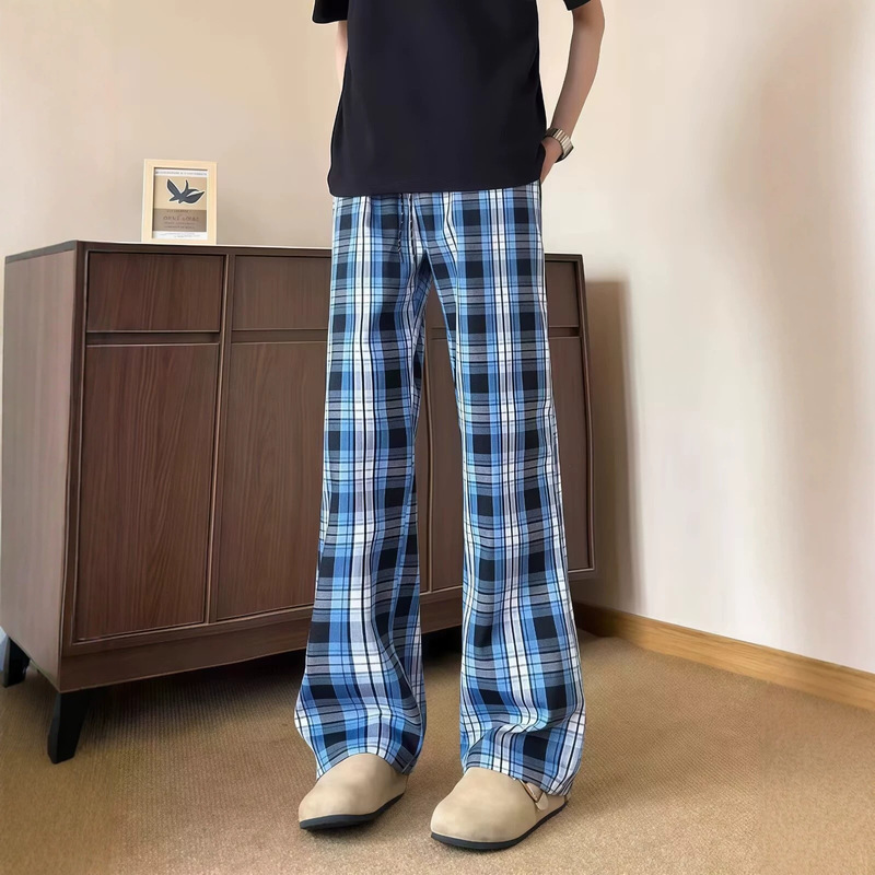 Cleanfit Blue Plaid Pants Men's Summer Thin Sports Pants American Style Trendy Versatile Casual Straight Pants