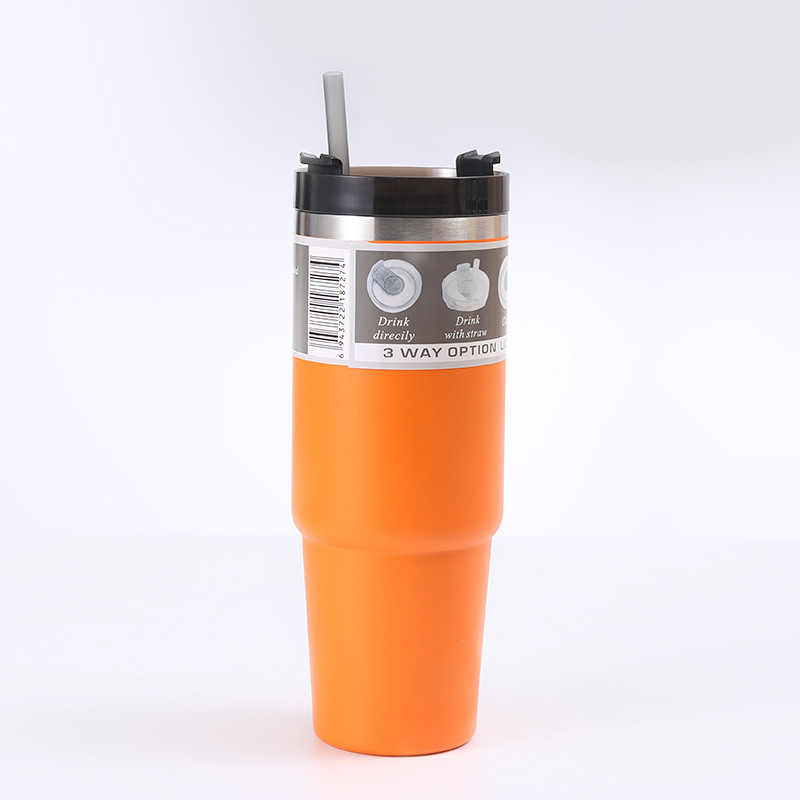 Vacuo transfronterizo 30oz tazas de automóviles de gran capacidad 304 acero inoxidable vacío de automóviles aislamiento frío hielo taza de paja al por mayor