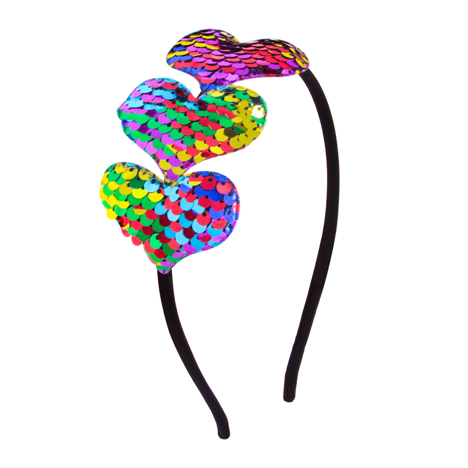 European And American Cross-border Reversible Sequin Heart Valentine's Day Headband Children's Accessories Glitter_voghion.com