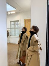 2022秋冬季韩版INS风女装长款毛呢外套新款双面羊绒呢子大衣女