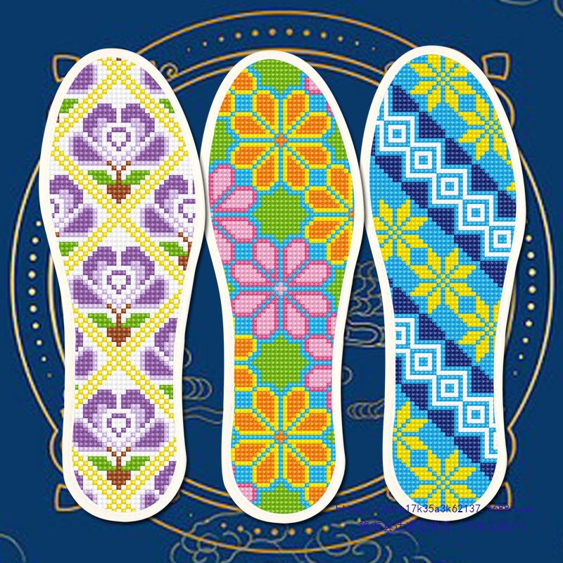 2025年三双装新款十字绣鞋垫装除臭吸汗按摩男女情侣防臭透气春秋