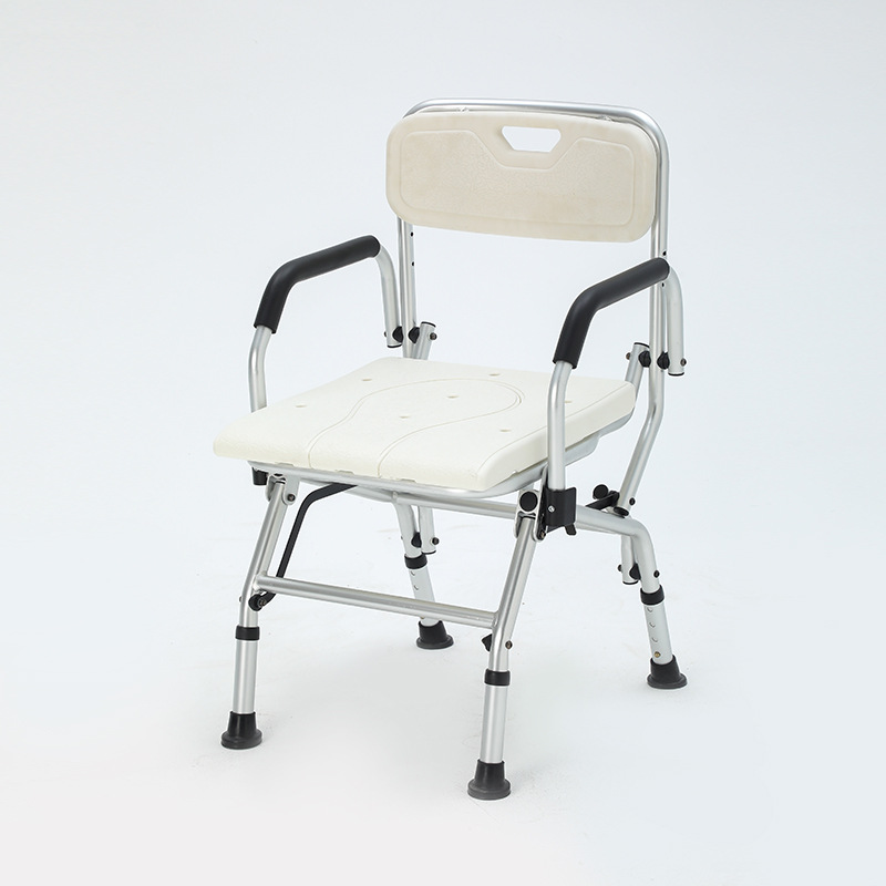 Las mujeres embarazadas de edad avanzada Silla de baño plegable Silla de baño práctico taburete de baño con discapacidad elevación de aleación de aluminio