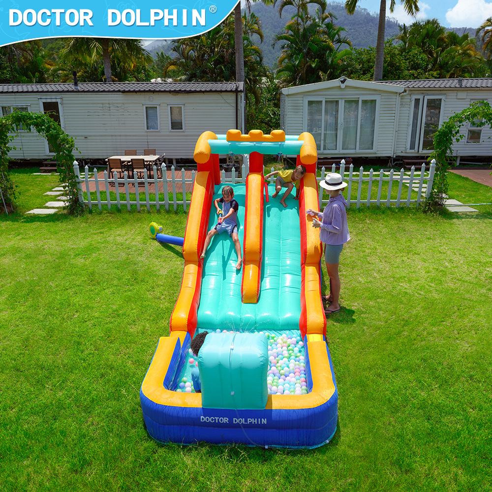 Castillo inflable para niños Doctor Dolphin, casa pequeña, parque infantil para niños, trampolín inflable para fiestas en interiores y exteriores, tobogán acuático