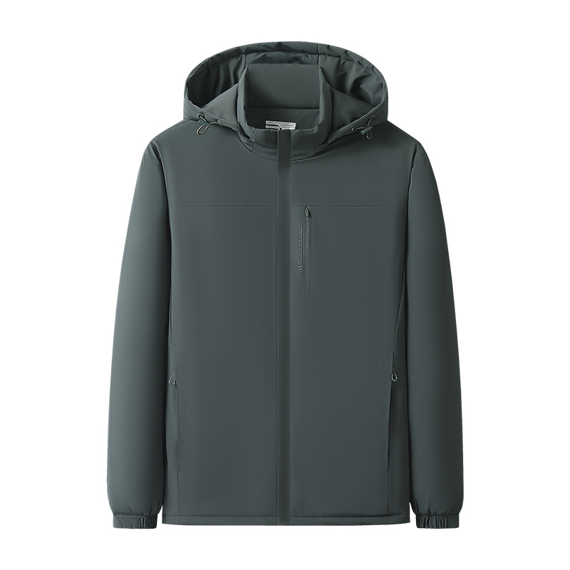 Winter warm cotton-padded jacket, 70D nylon, machine-woven, four-way stretch, with hidden grid pattern and fleece lining, model F-2681