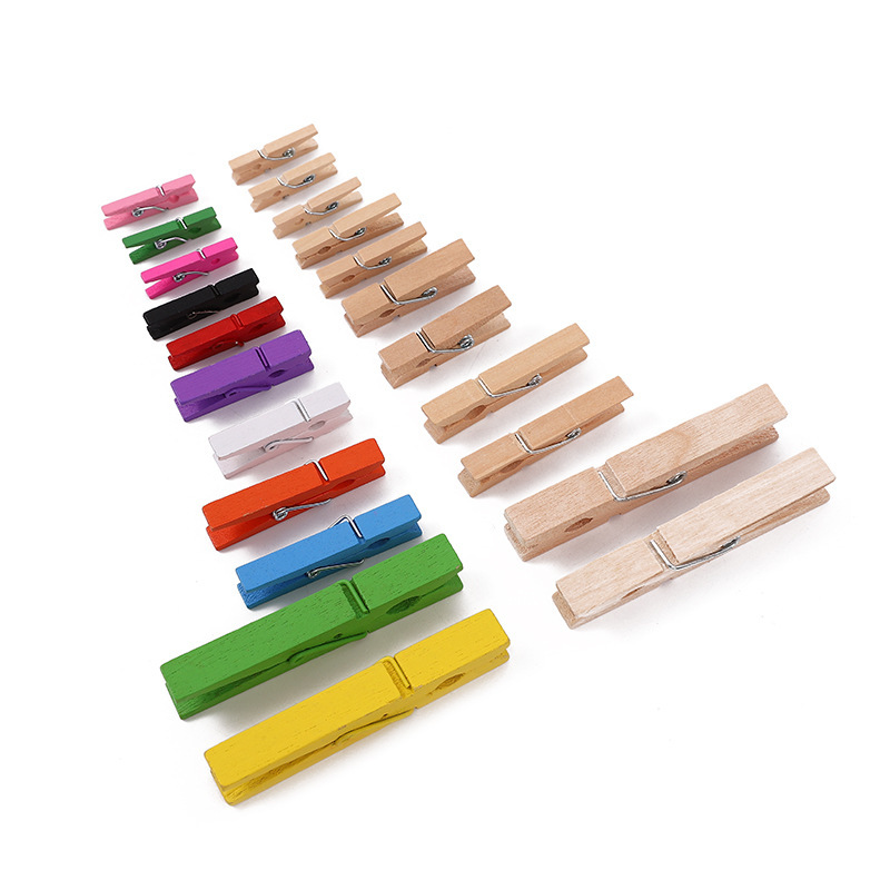 Manufacturer Wholesale 2.5Cm~15Cm Wooden Clips, Colorful Wooden Clips for DIY Decoration, Photo Clips, Small Wooden Photo Clips