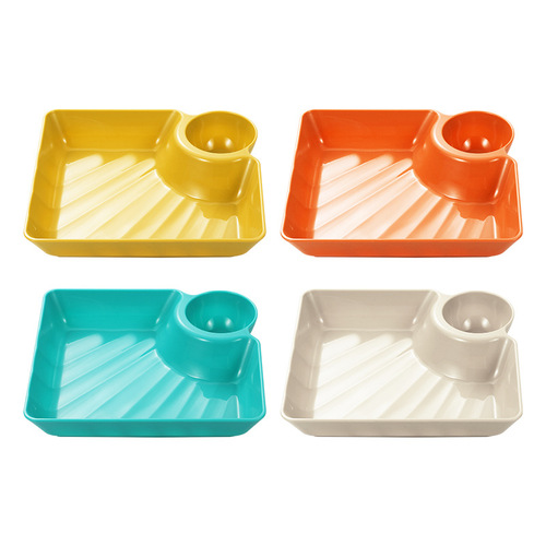 Japanese-style creative thick plastic dumpling dipping tray, sauce-in-one sushi fried chicken plate, water dumpling plate for shipping