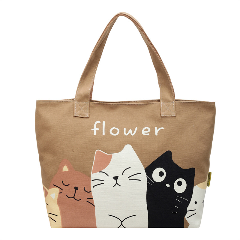 Bolsa de lona para mujeres 2026 nuevo estilo simple de moda lindo gatito patrón de oficina mochila de viaje