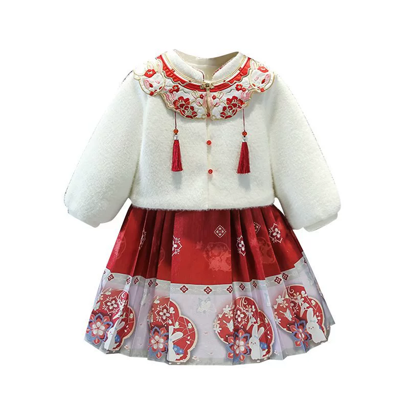 Keep warm Hanfu, children's winter set, western style, increased thickness
