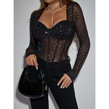 U 65993 Sequin Mesh Bodysuit ��Ƭ���������� �羳��������