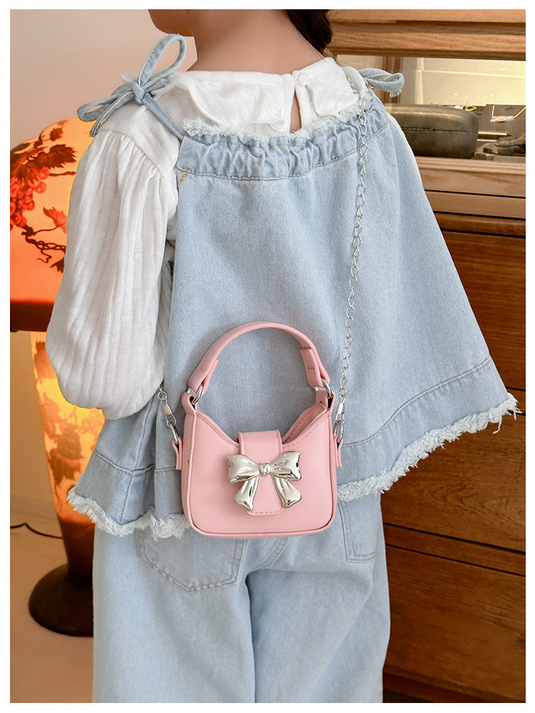 Bolso infantil nuevo arco de color caramelo mini bolso de mano chaîne de conchas de padres e hijos bolso de lápiz labial image 4