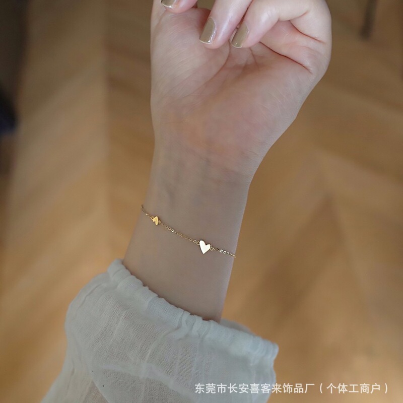 Piecemeal simple everyday not out of date titanium steel gold-plated light luxury small love bracelet thin girl all-match do not fade