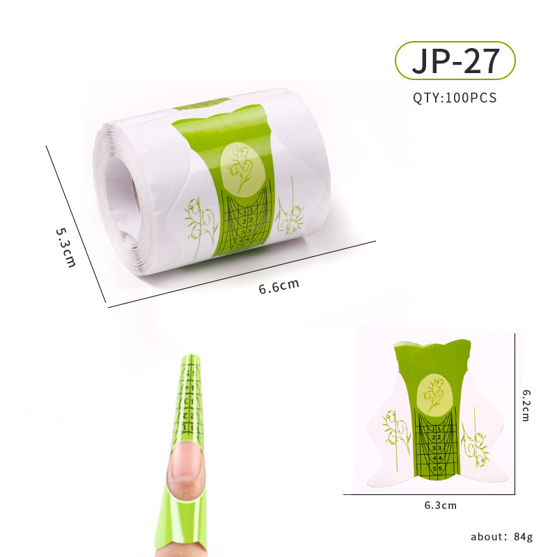 Soporte de papel de uñas de herradura extensión de fototerapia de cristal herramienta de uñas arte de uñas mariposa mosca titular de dedo rectangular 100 unids/rollo