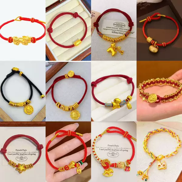 DIY Handmade Woven Bracelet for the Year of Birth, Sand Gold Red String Bracelet Wholesale, Get Rich Immediately, Yellow God of Wealth Lucky Bag Weaving