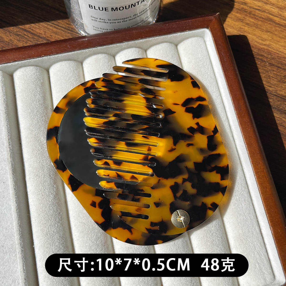 Materiales de placa de fibra de acetato de alta calidad retrógrado belleza espejo de maquillaje peine portátil plegable redondo espejo de maquillaje de acetato
