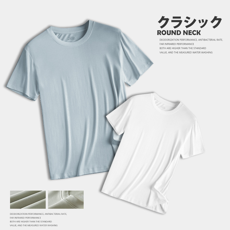 Camiseta de manga corta con cuello redondo para hombre, 60 unidades, color puro, transpirable, talla grande, para primavera y verano