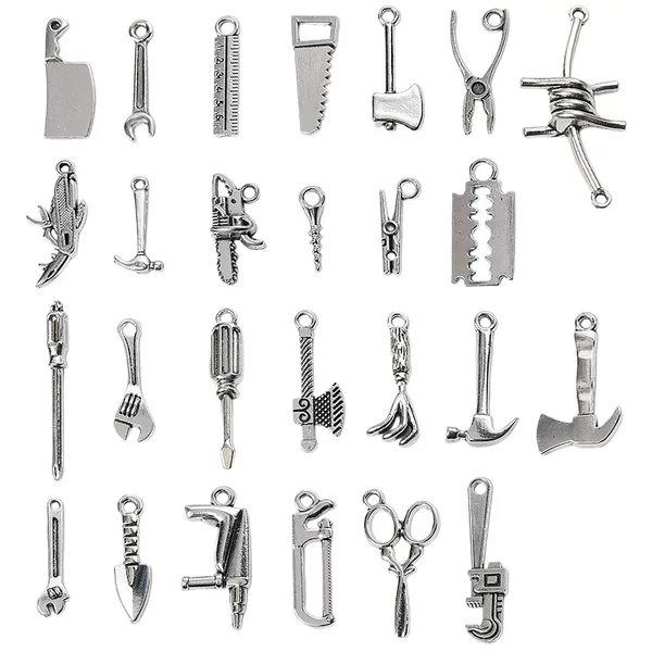 DIY Retro Zinc Alloy Jewelry Accessories Wrench Chainsaw Ax Pendant Factory Direct Sale A800609