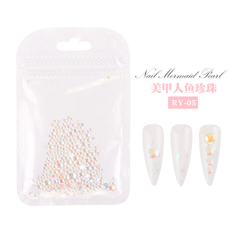 Transfronteriza nueva sirena colorida perla Aurora cristal transparente decoración de uñas joyería de uñas DIY 300 piezas en stock