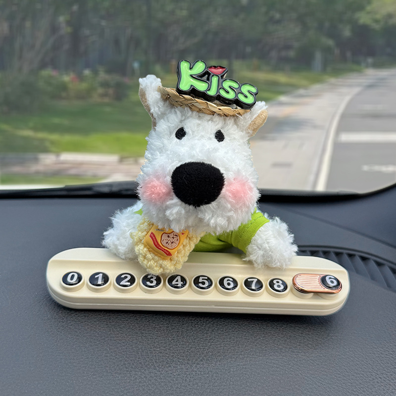 Placa de estacionamiento temporal encantadora muñeca de West Highland de alta calidad decoración de automóviles accesorios móviles tarjeta telefónica niñas