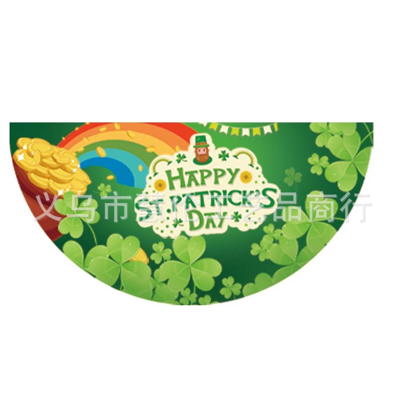 Nueva Bandera de abanico del día de San Patricio transfronterizo día irlandés decoraciones al aire libre impresión creativa Bandera de semicírculo