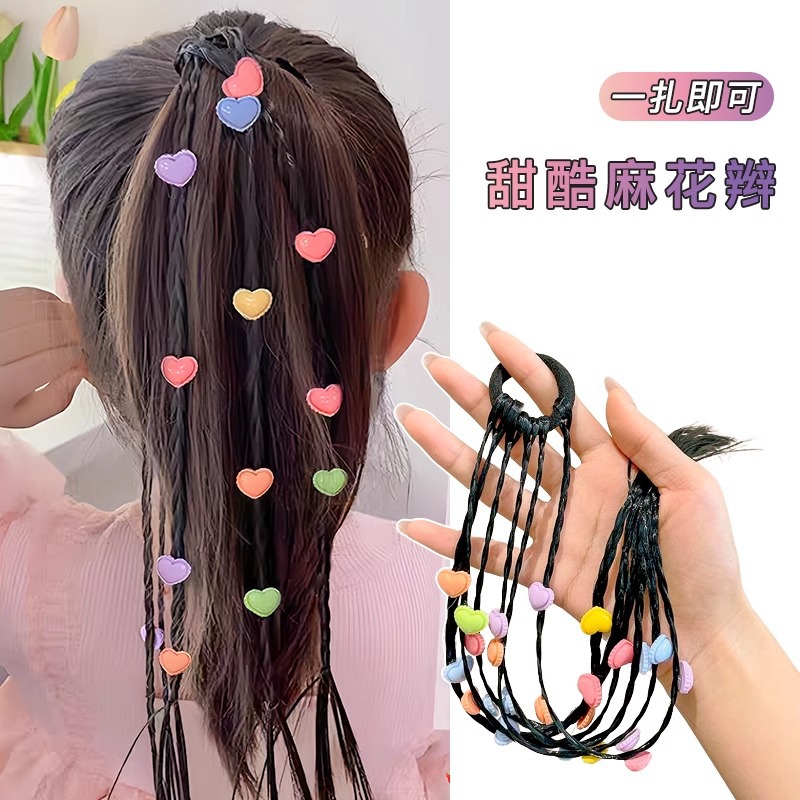 Chica dulce fresca trenza de boxeo Peluca de los niños Twist trenza Cola de Caballo alta de niña corbata anillo de pelo trenza sucia cuerda de pelo