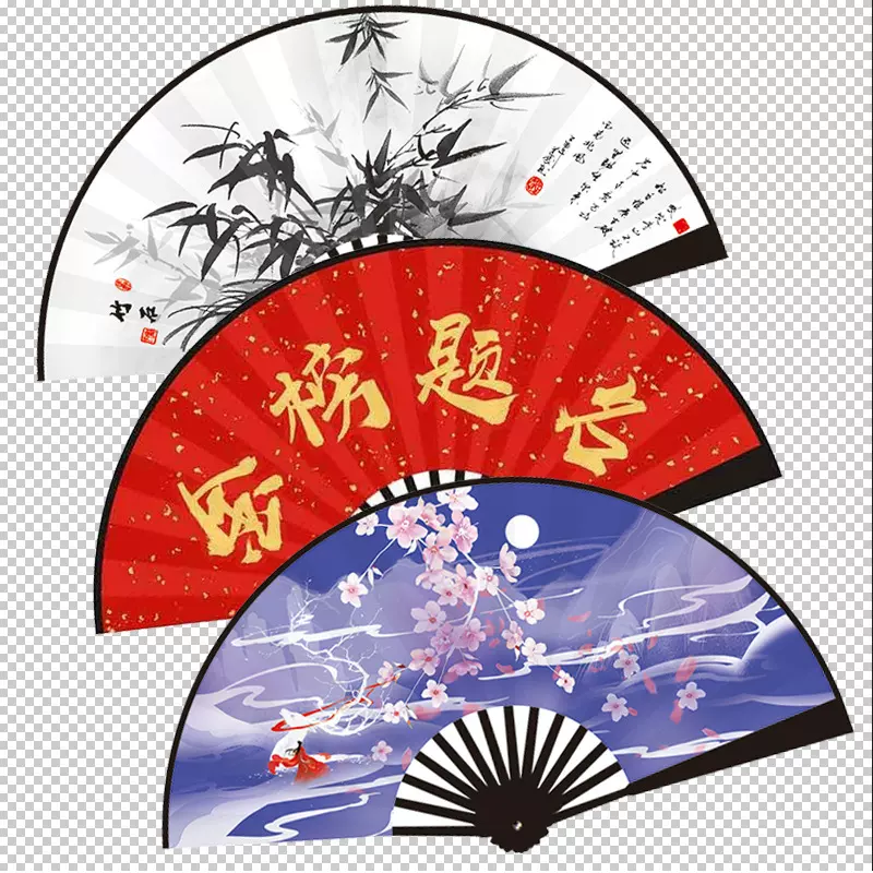 10寸8寸国潮潮语扇子网红酒吧蹦迪扇双面新款漫画古风扇批发折扇