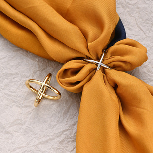 Simple cross knot buckle X-shaped bow scarf buckle high-grade versatile fashion women's scarf buckle New Wholesale