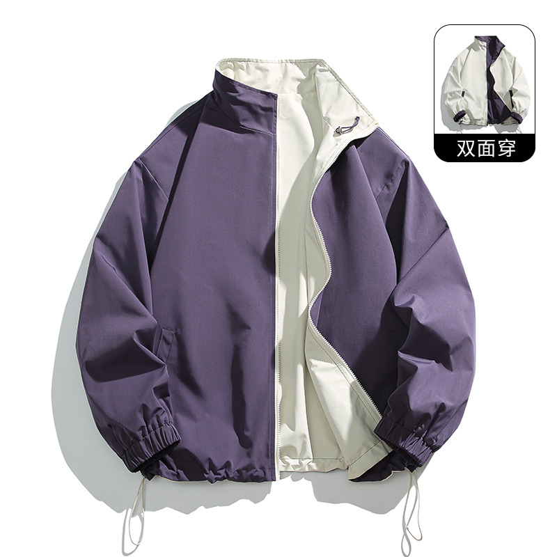 2024 primavera nueva moda casual de color sólido chaqueta de solapa hombre doble cara chaqueta de ropa de hombre