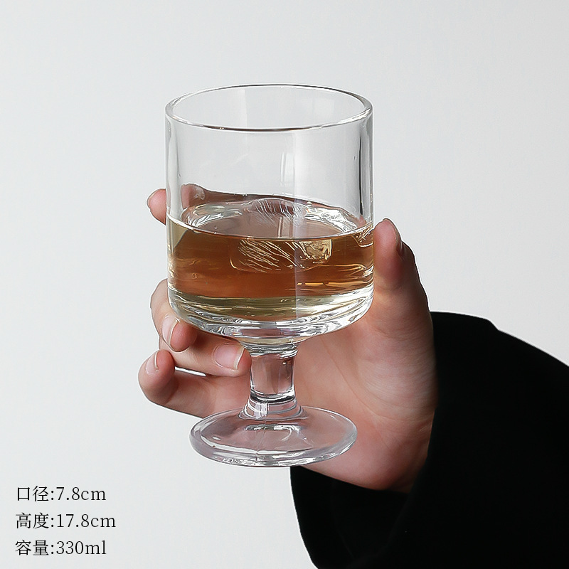 设计感ins风玻璃杯高颜值竖纹冰淇淋高脚杯酸奶甜品饮料果汁水杯|undefined